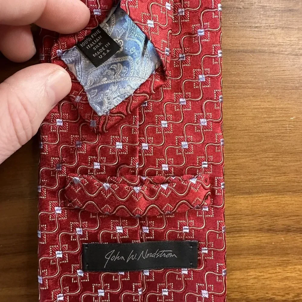 John W. Nordstrom Red Geometric Silk Tie